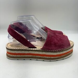 Gaimo Spain Burgundy Suede Espadrille Platform Sandals Womens Size 39 US 8.5-9